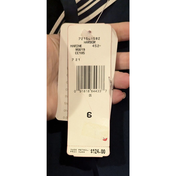 Vintage Jones NY NWT Navy and‎ white Nautical belt silk wide trousers Sz 6 - Picture 2 of 6